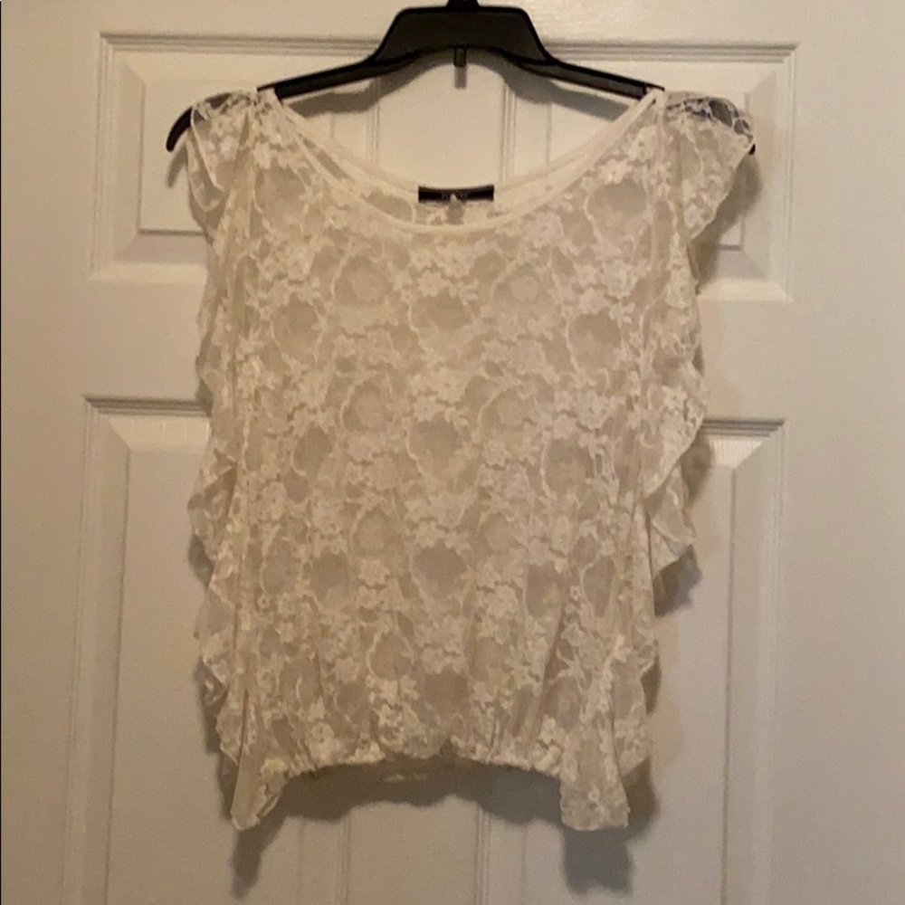 Poetry white lace blouse size Small